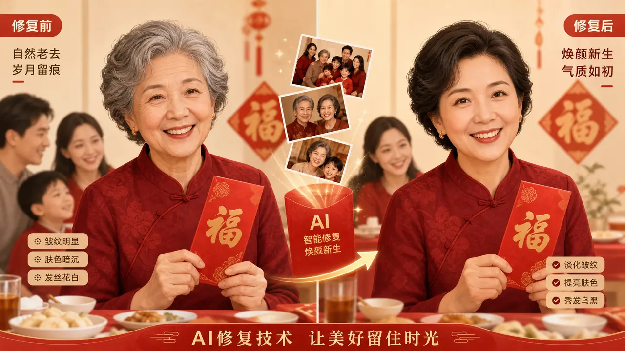 AI修图返老还童是怎么回事？家庭聚会照片引发的实测