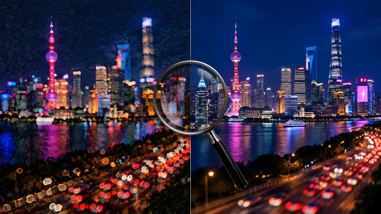 ai夜景修图怎么不脏？城市夜景的噪点和光斑处理