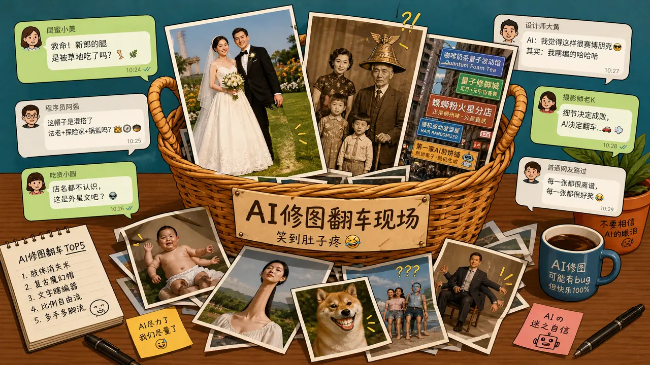 AI修图趣事一箩筐：修图群里那些哭笑不得的翻车瞬间