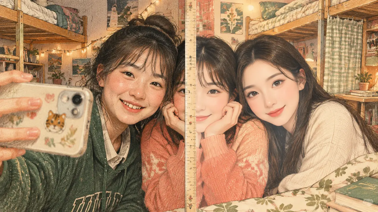 ai修图女生照的分寸：宿舍摄影师的闺蜜团规矩