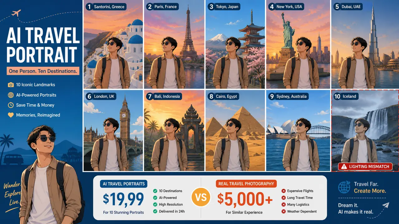 ai旅拍写真：不用出门的环球写真账