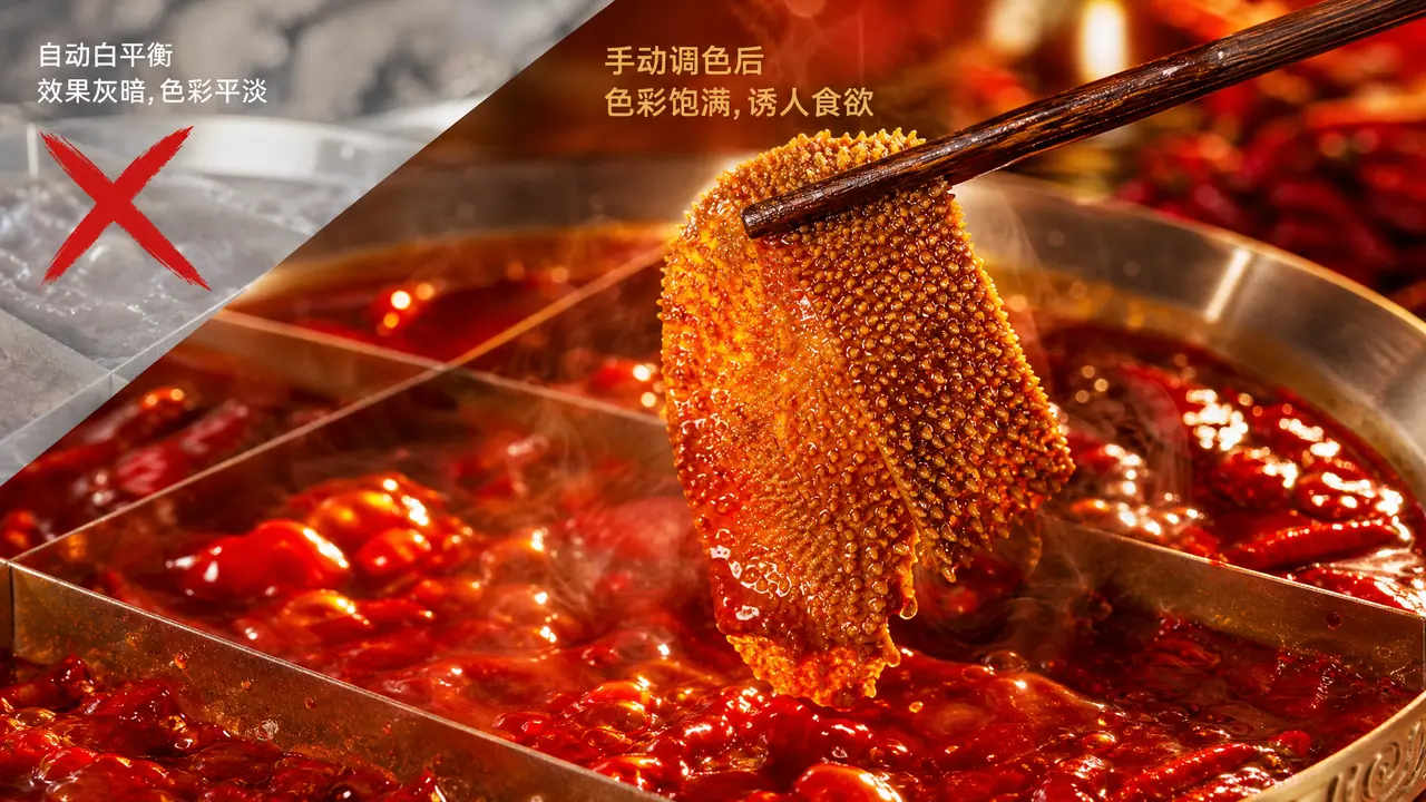 火锅拍照修图：红油锅的气势怎么留住