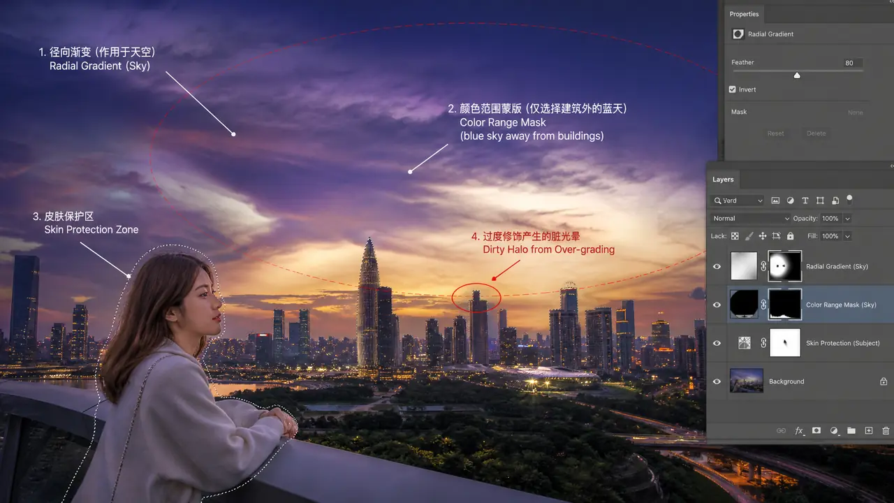 局部调色技巧：天空更蓝天别全图动