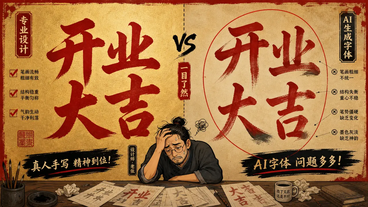 AI修图字体翻车实录：改完的海报字比原图还丑