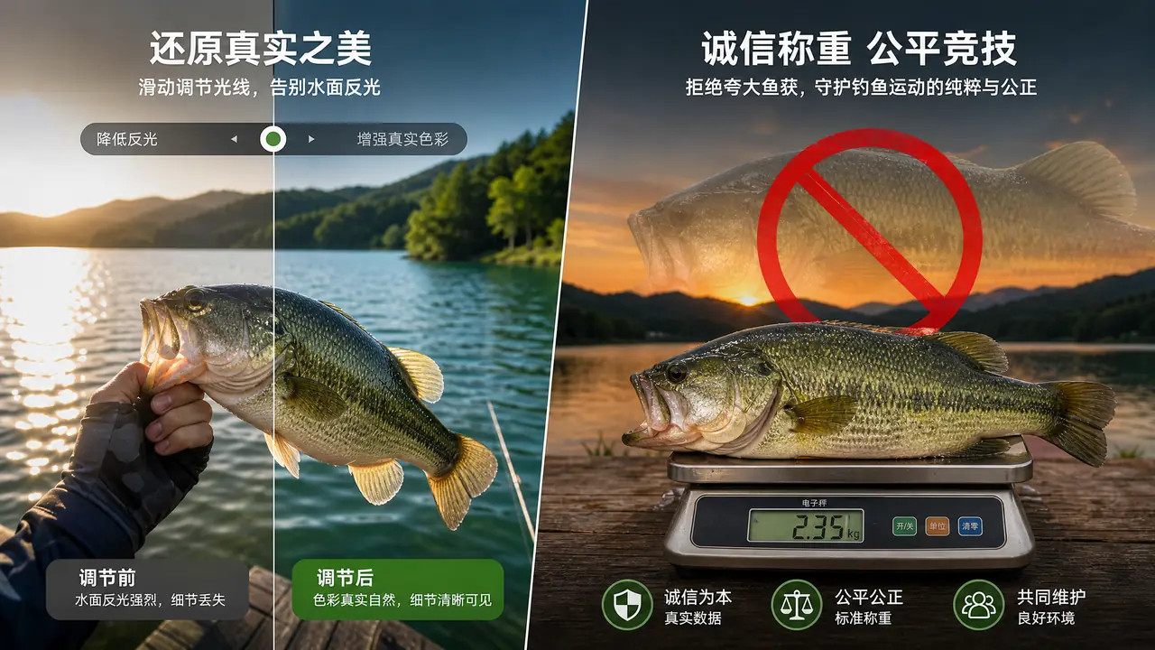 钓鱼ai修图就干两件事：压反光，管住鱼的大小