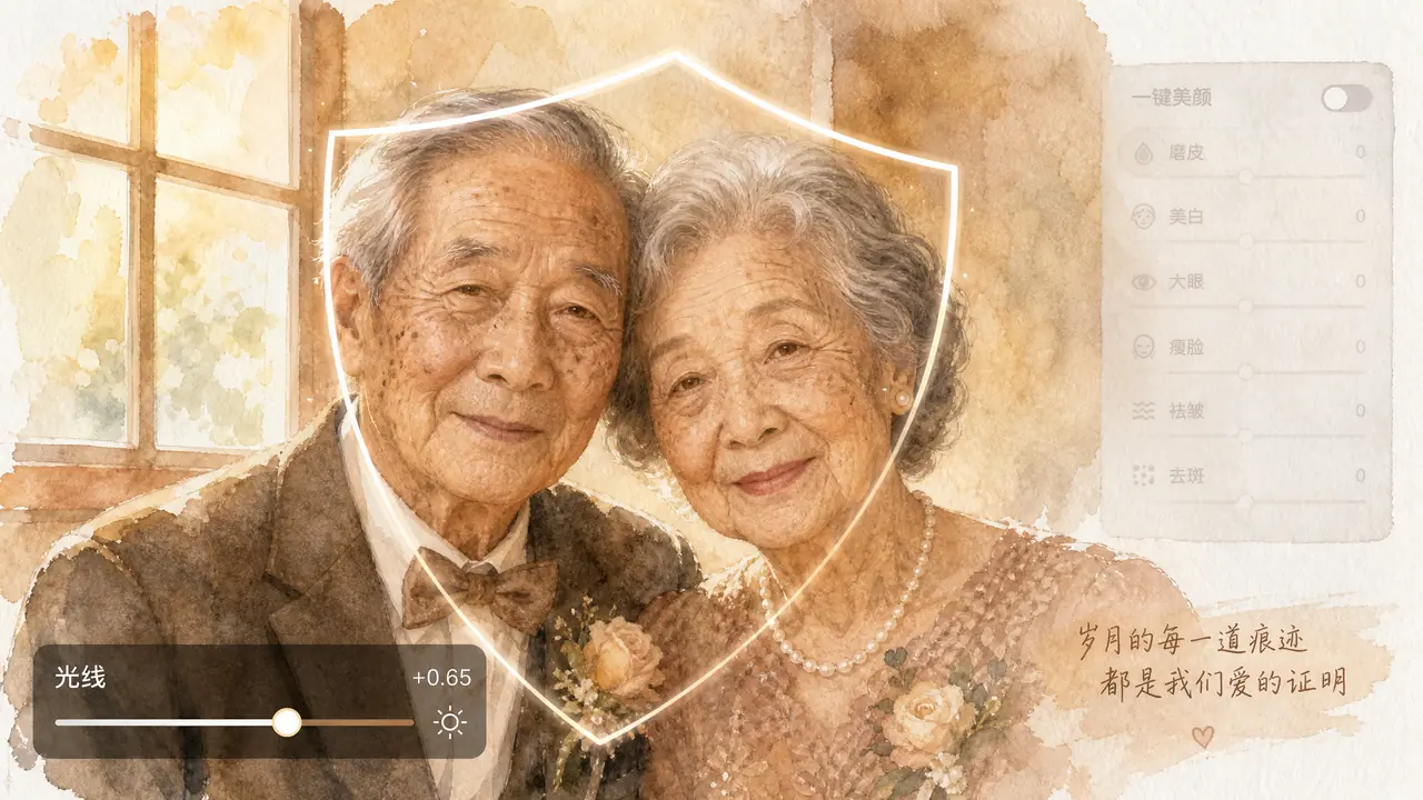 ai修图皱纹的分寸：先修光线，别动岁月的痕迹
