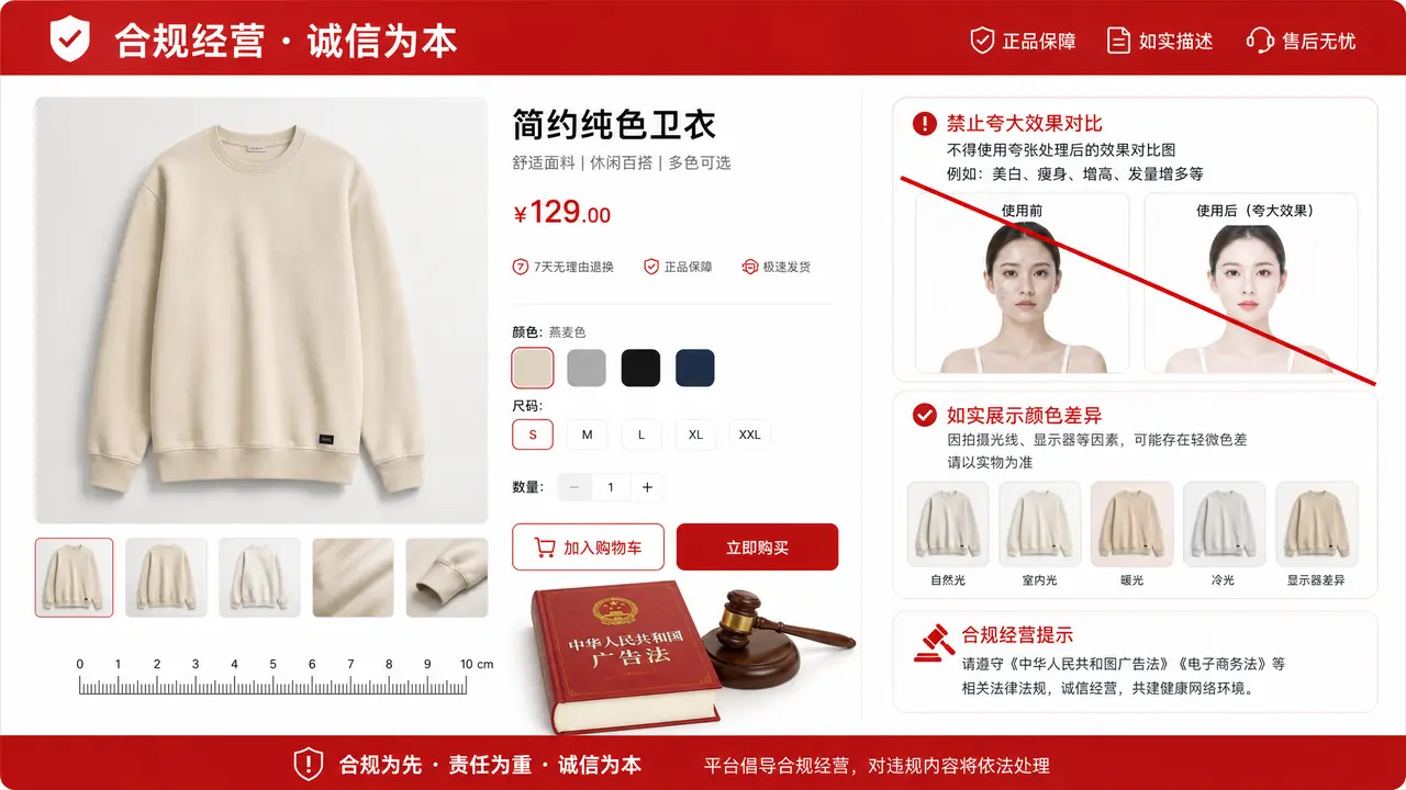 电商图虚假宣传红线：修图能碰和不能碰的