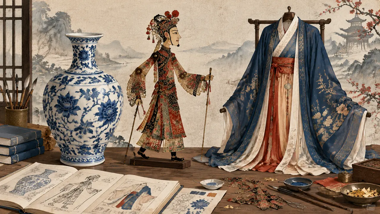 AI绘画中国传统文化题材怎么画对味？皮影、青花与汉服的调教笔记