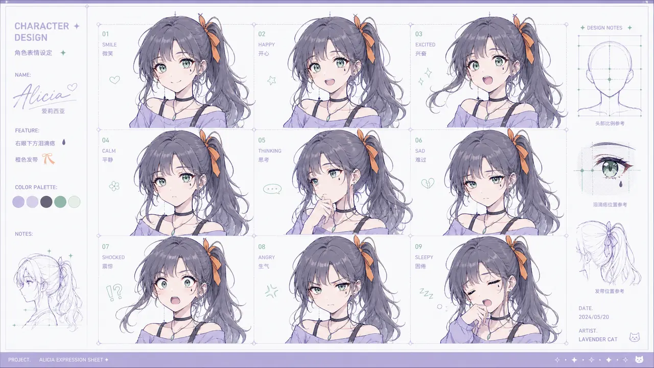 ai女孩ai绘画动画化：一套表情差分，三轮才对味