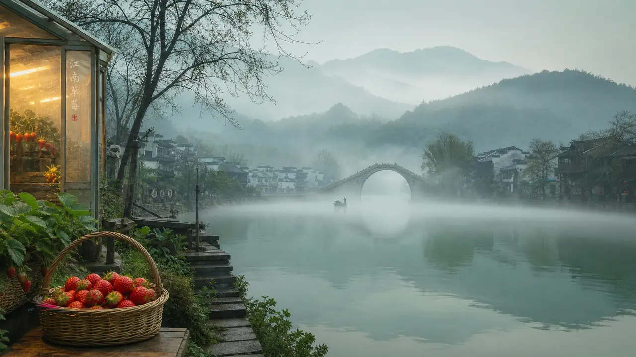 AI绘画画建德怎么出味？新安江晨雾与草莓小镇的写法实测