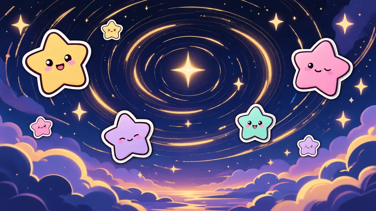 AI绘画星星怎么画不廉价？星芒、星轨与贴纸风的调法实测