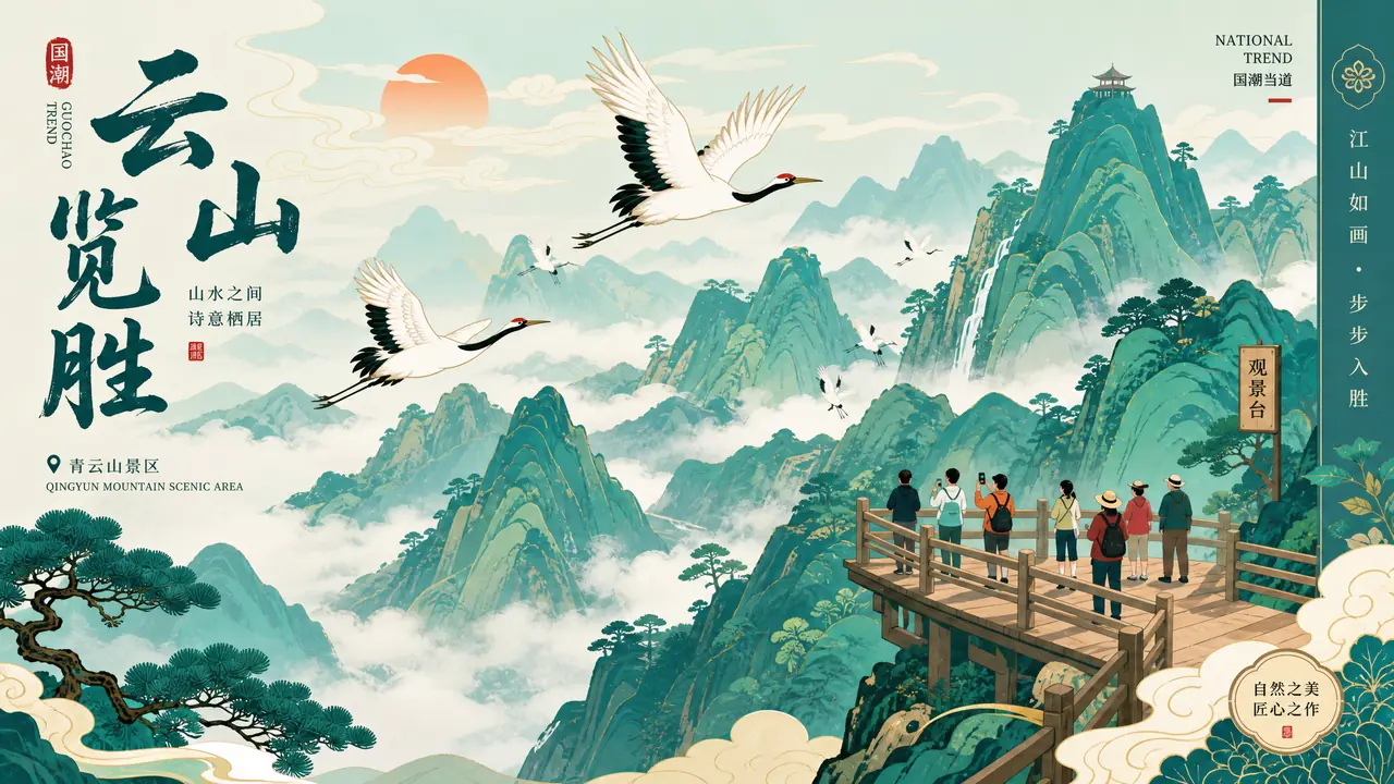 景区ai绘画做宣传图实测：山画得像，索道画不对