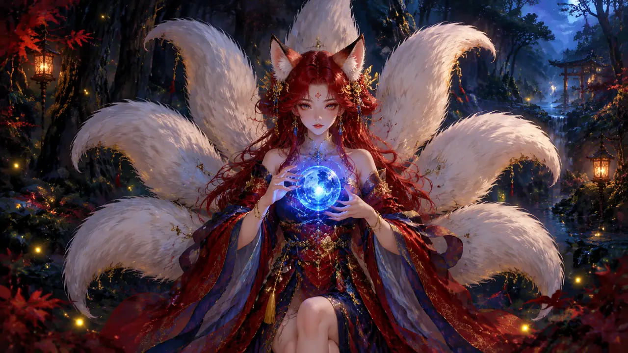 ai绘画九尾妖狐阿狸提示词怎么写？九条尾巴数不对的修法