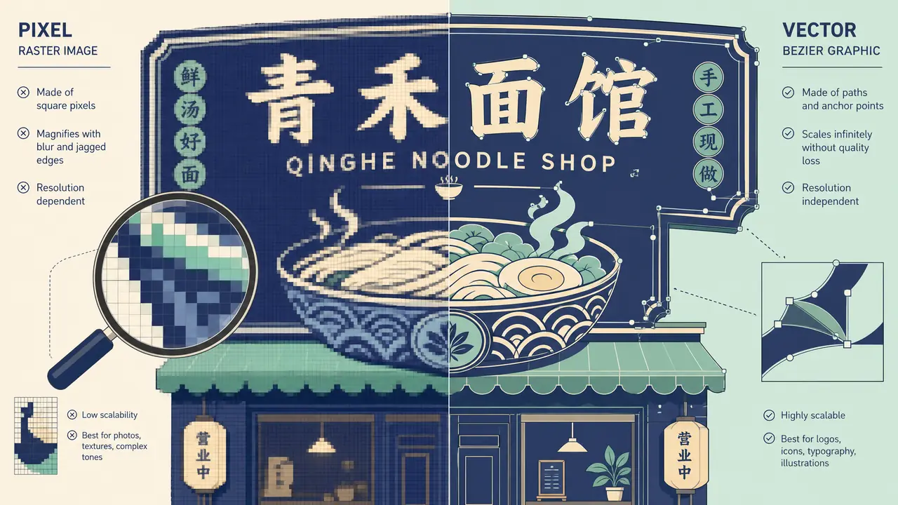 AI绘画跟AI矢量图差在哪？招牌被印刷厂退回后才搞明白