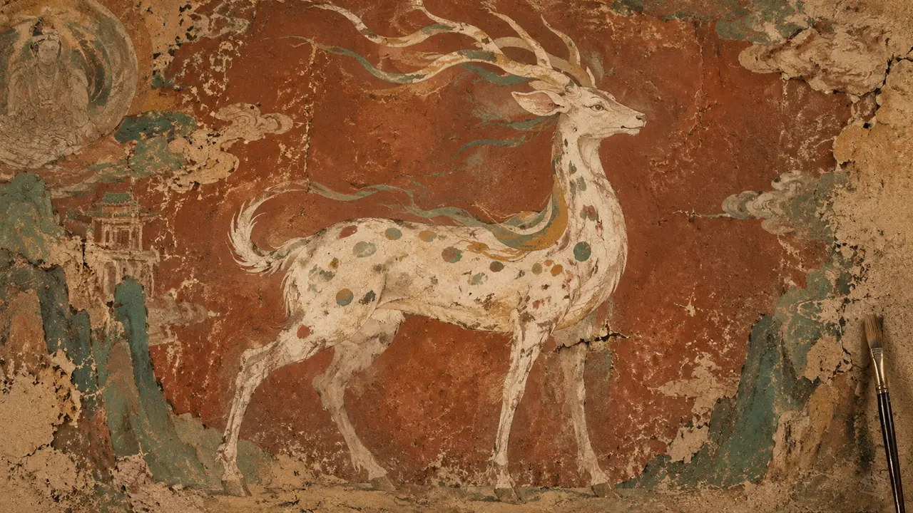 ai绘画九色鹿怎么画才对味？敦煌壁画风的提示词调法