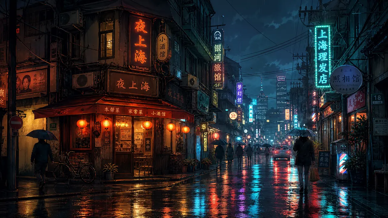 ai绘画街景怎么出烟火气：一条街从清晨到深夜的打光实测