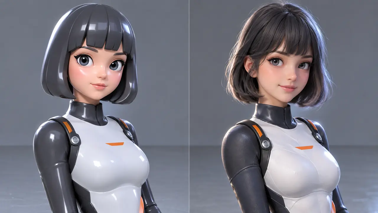 ai绘画3d女角色怎么不塑料？材质、灯光与表情的调法