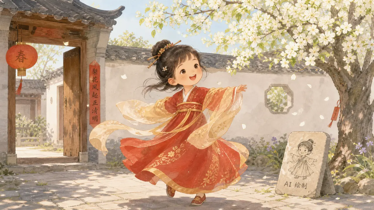 ai汉服儿童ai绘画怎么出图？给侄女做周岁照的三轮实测