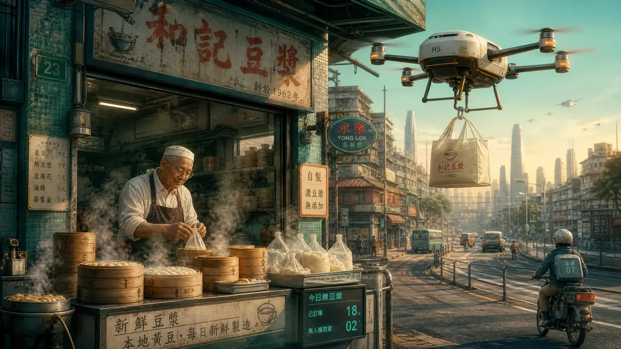 AI 未来绘画别堆霓虹：我把2050画成早点摊
