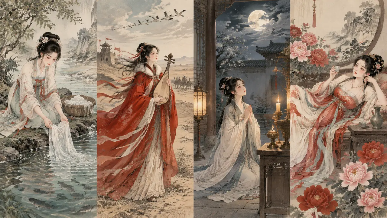 古代四大美女ai绘画：沉鱼落雁闭月羞花怎么写进提示词