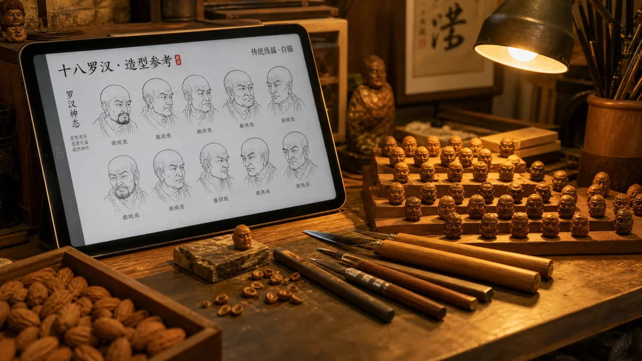 核雕绘画AI能帮手艺人吗？橄榄核雕刻师出设计稿的实测
