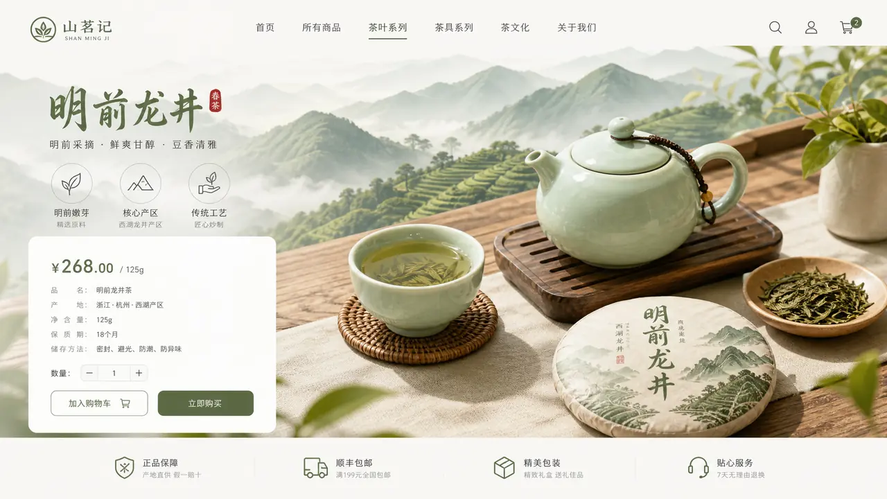 AI绘画详情页怎么样？我给茶叶店老板试了一整套图