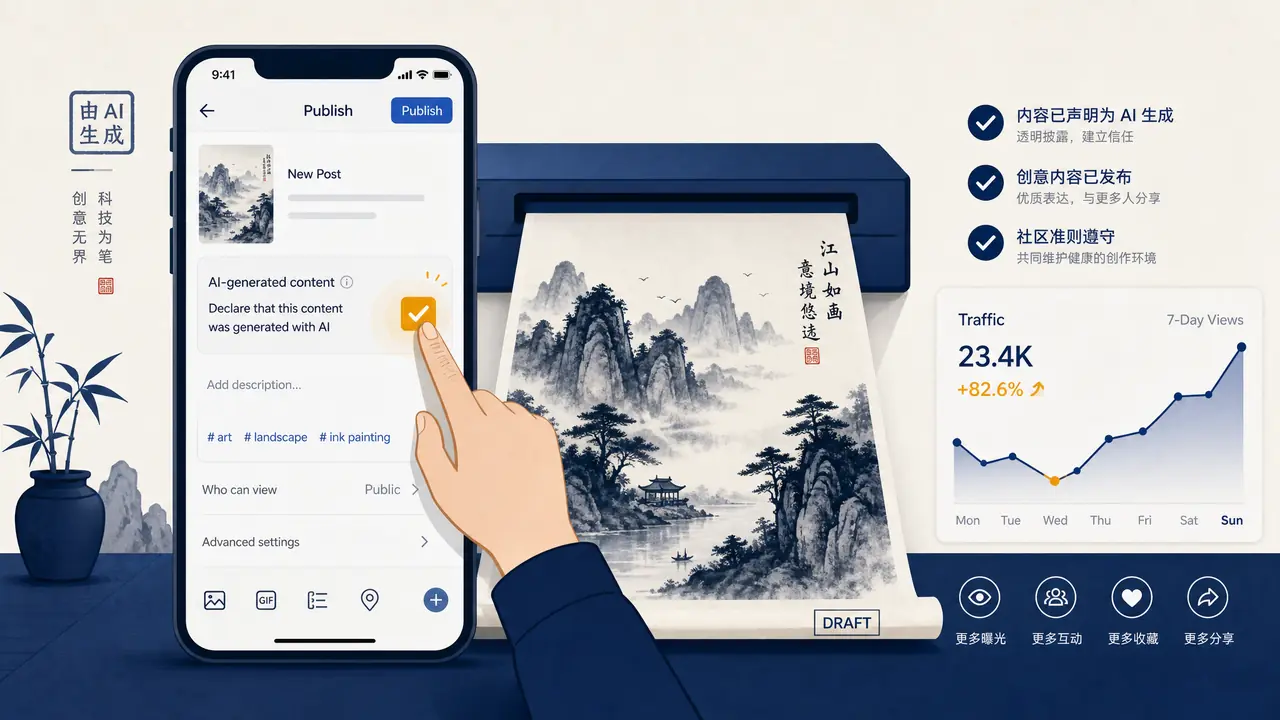 AI绘画标注AI生成之后：各平台发布规则的合规清单