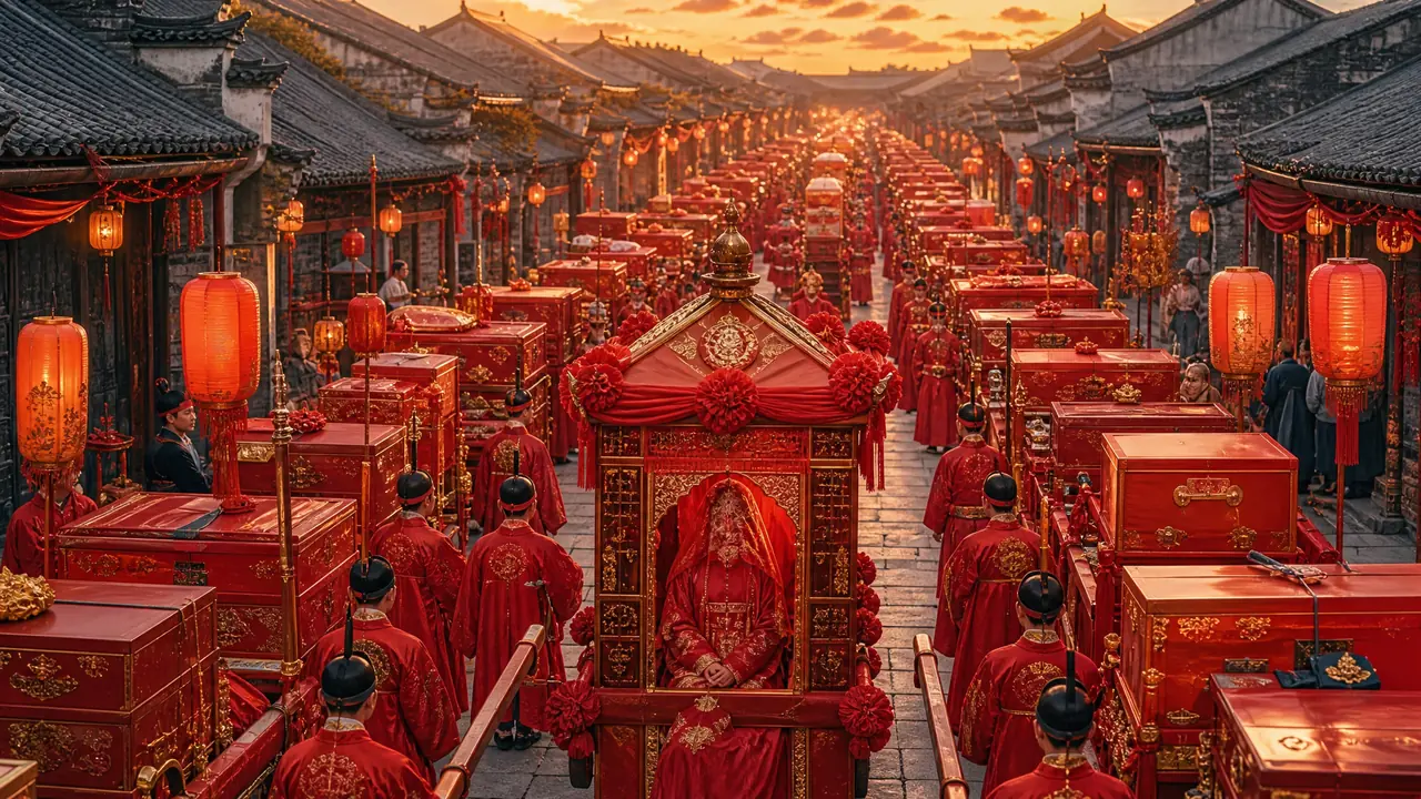 ai绘画十里红妆怎么出片？从花轿到嫁衣的提示词层次