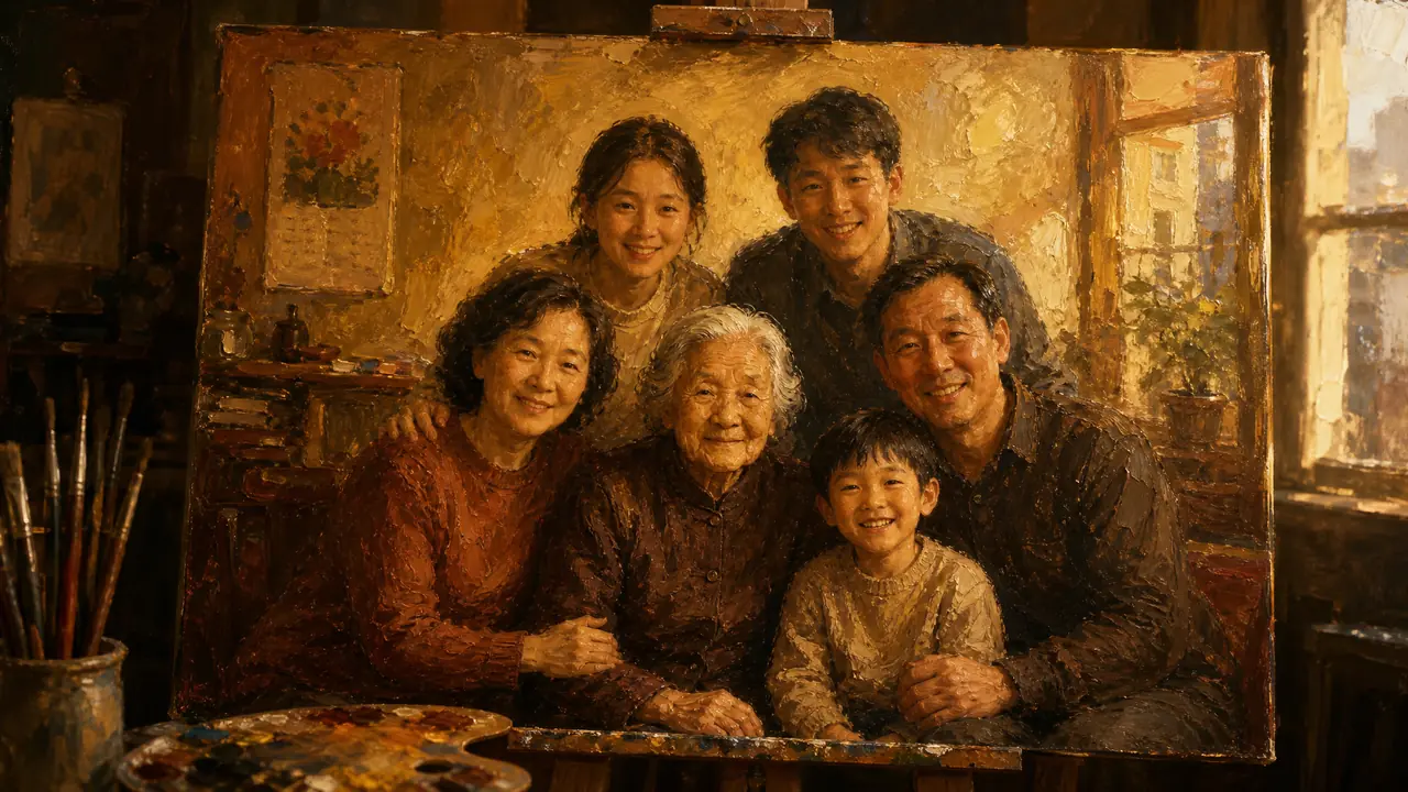 ai真人ai绘画全家福怎么弄？照片转油画给爸妈验收