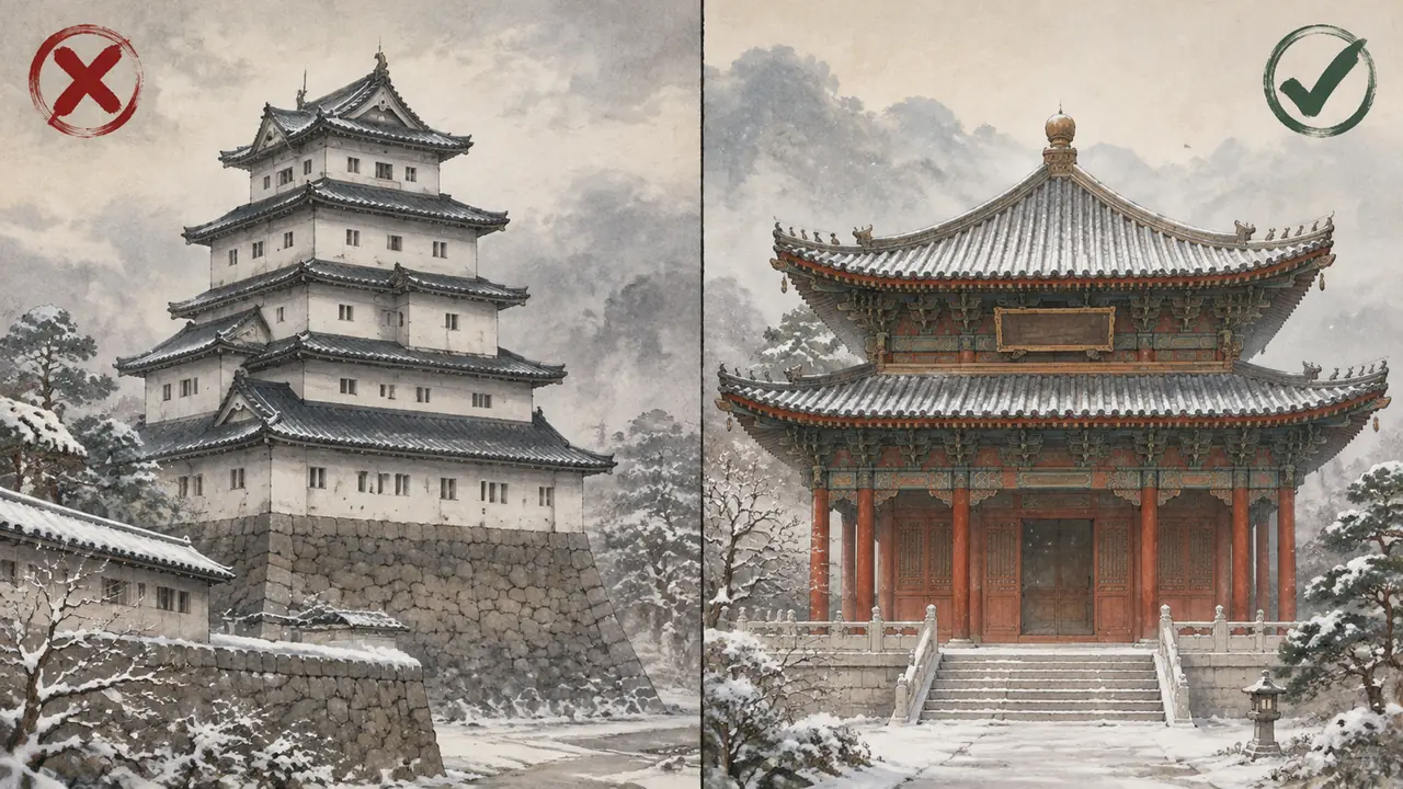 中国古建筑ai绘画怎么不像日式城堡？部件词一个一个喂