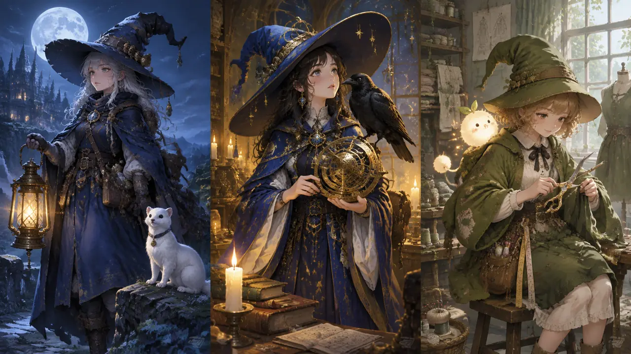 魔女绘画AI绘画角色课：尖帽与扫帚之外的五个人设变量
