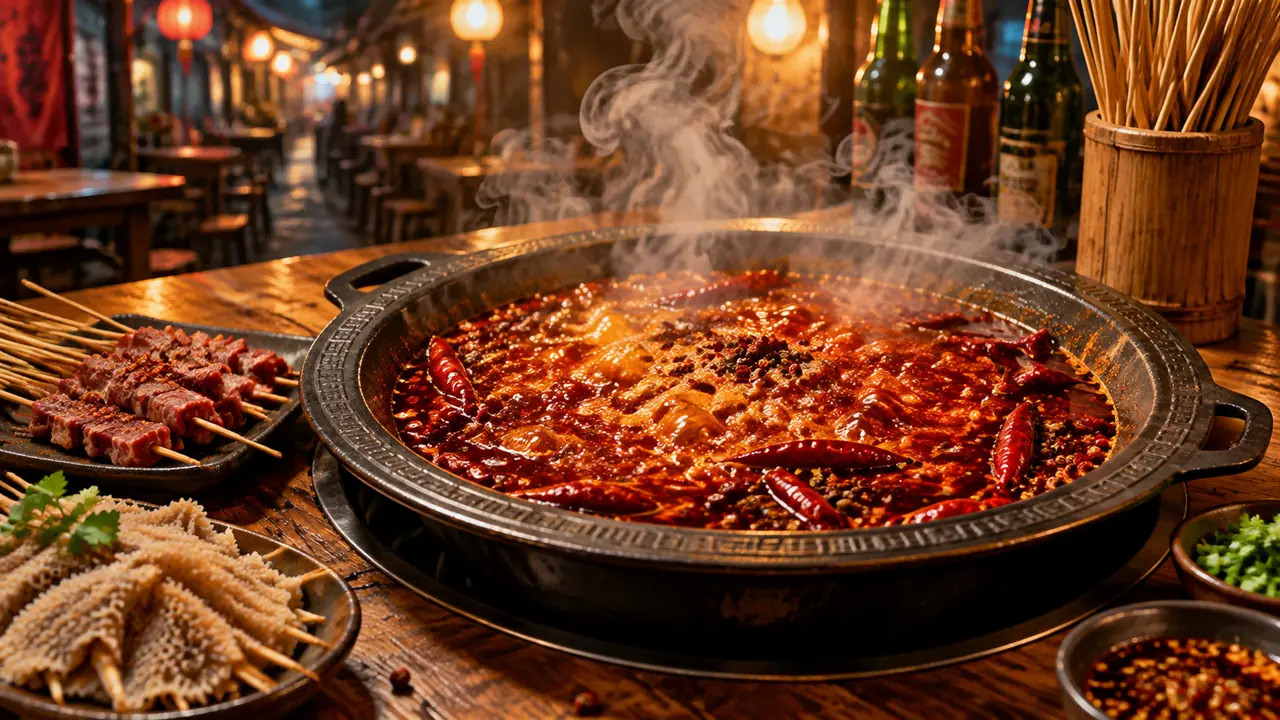 AI绘画火锅插画怎么出食欲？热气、红油与市井感的调法