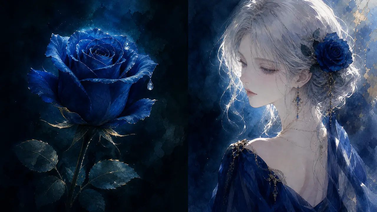 AI绘画的蓝色妖姬怎么画？花的质感与拟人写法