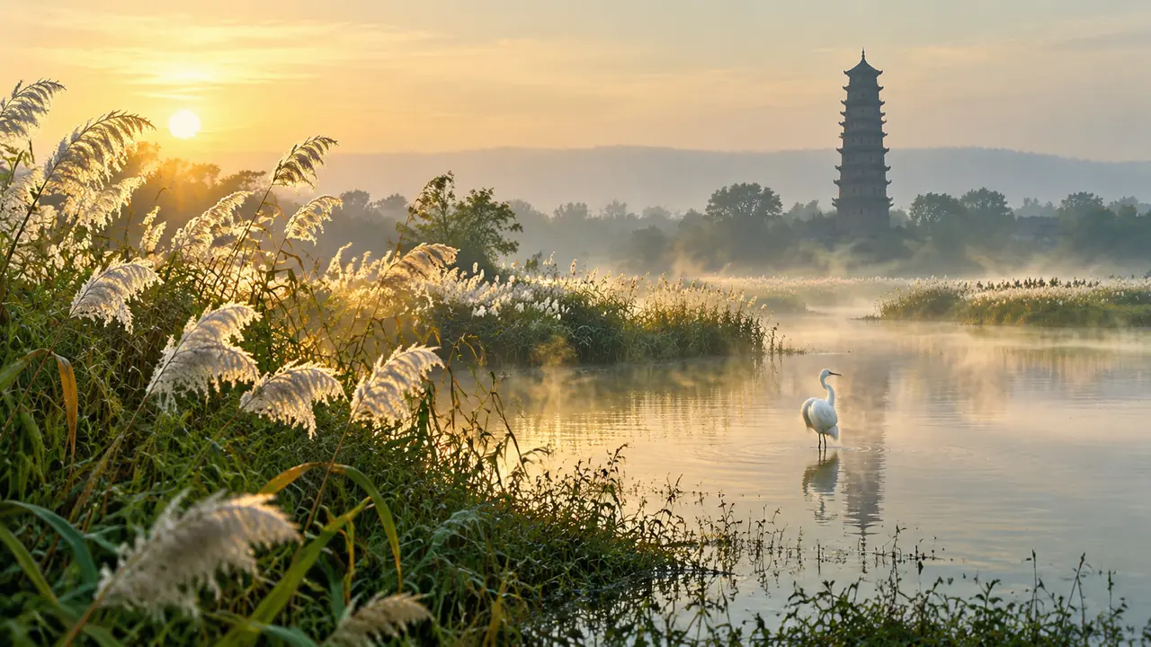AI绘画画常熟怎么出片？虞山方塔与芦苇荡的实测记录