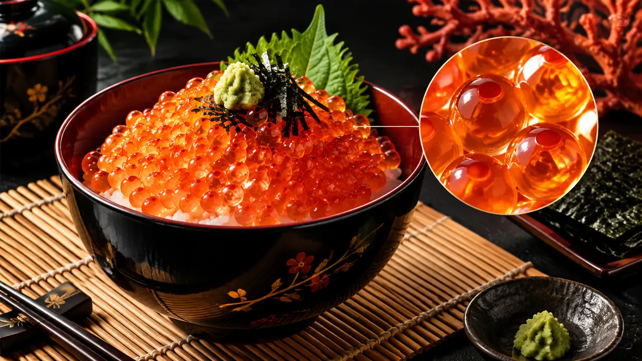 ikura ai绘画实测：一碗三文鱼籽饭的油亮颗粒感怎么调出来
