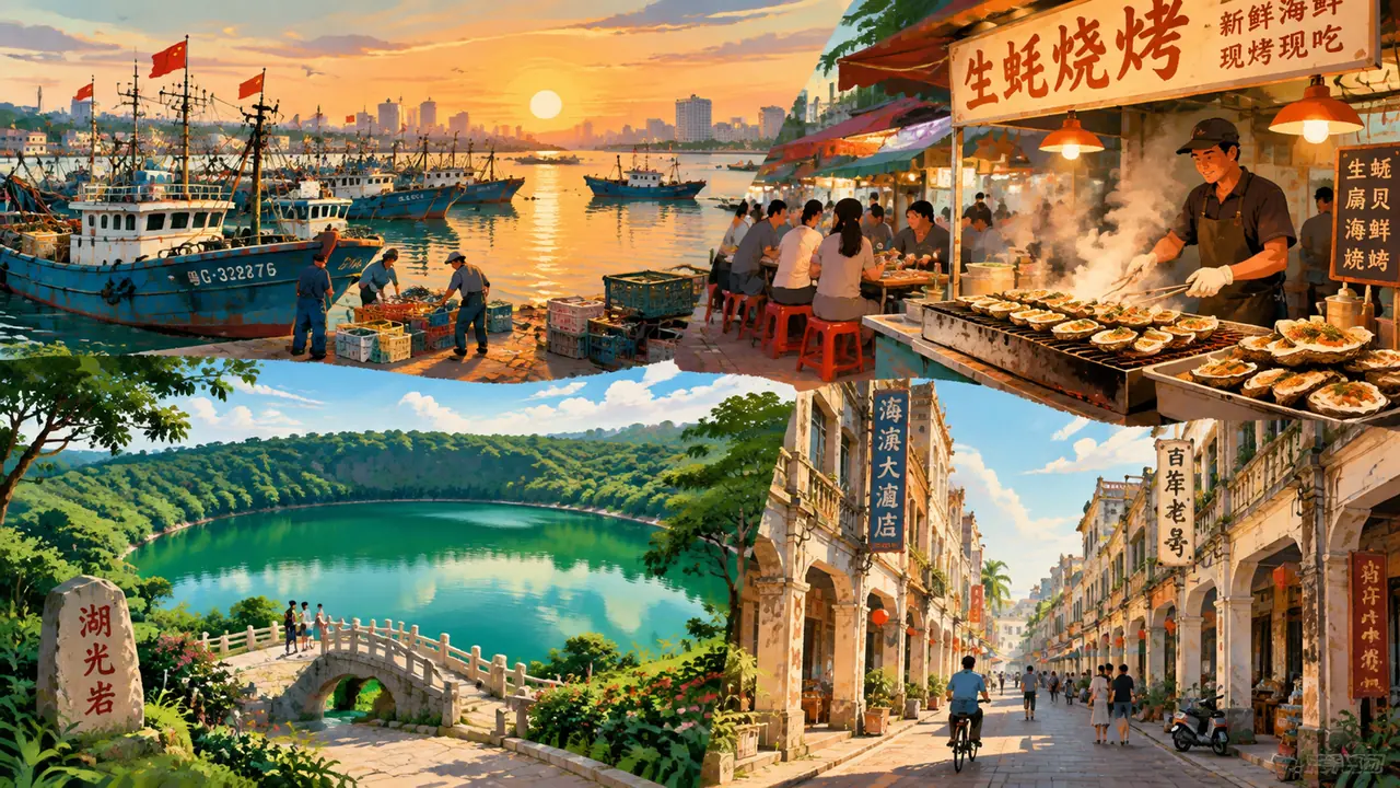 AI绘画湛江题材实测：渔港、生蚝排档、湖光岩和骑楼怎么出片