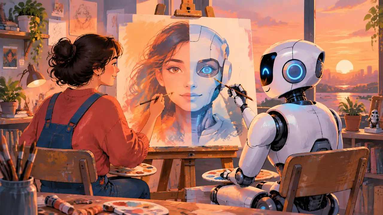 AI与我绘画协作实测：把自己画进画面的三种做法和翻车记录