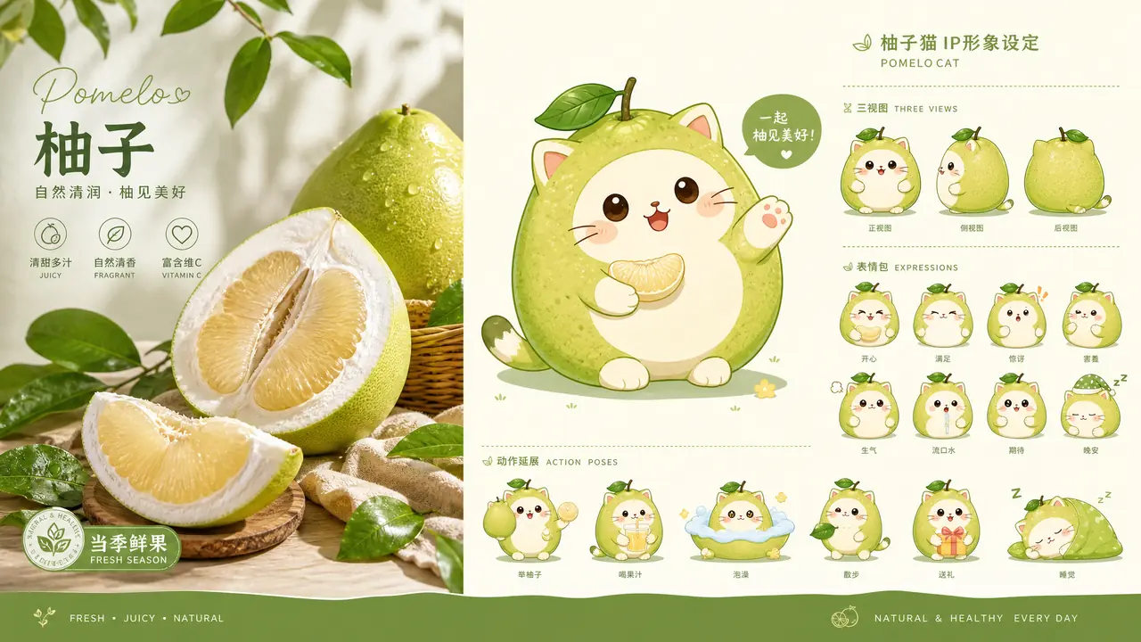 绘画柚子AI实测：静物出食欲，柚子猫出IP