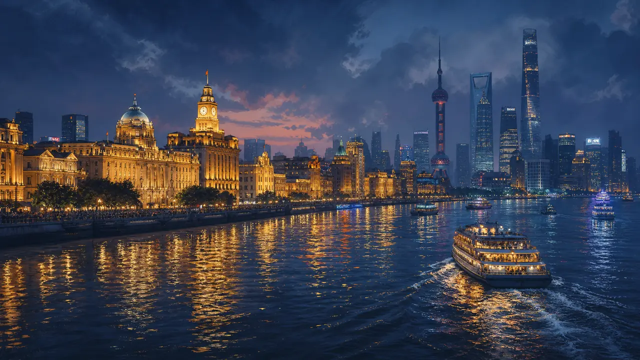 浦江AI绘画夜景实测：外滩天际线好画，江面反光才是坎