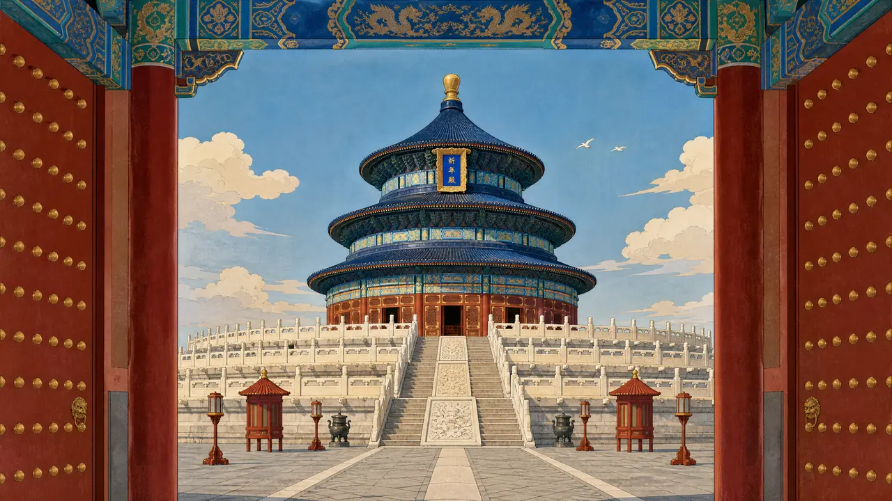 天坛ai绘画实测：祈年殿三重檐与蓝琉璃瓦的考据出图