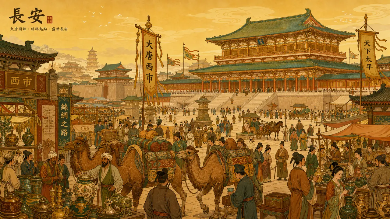 _长安绘画ai实测：大明宫、西市胡商与唐三彩，盛唐出图笔记
