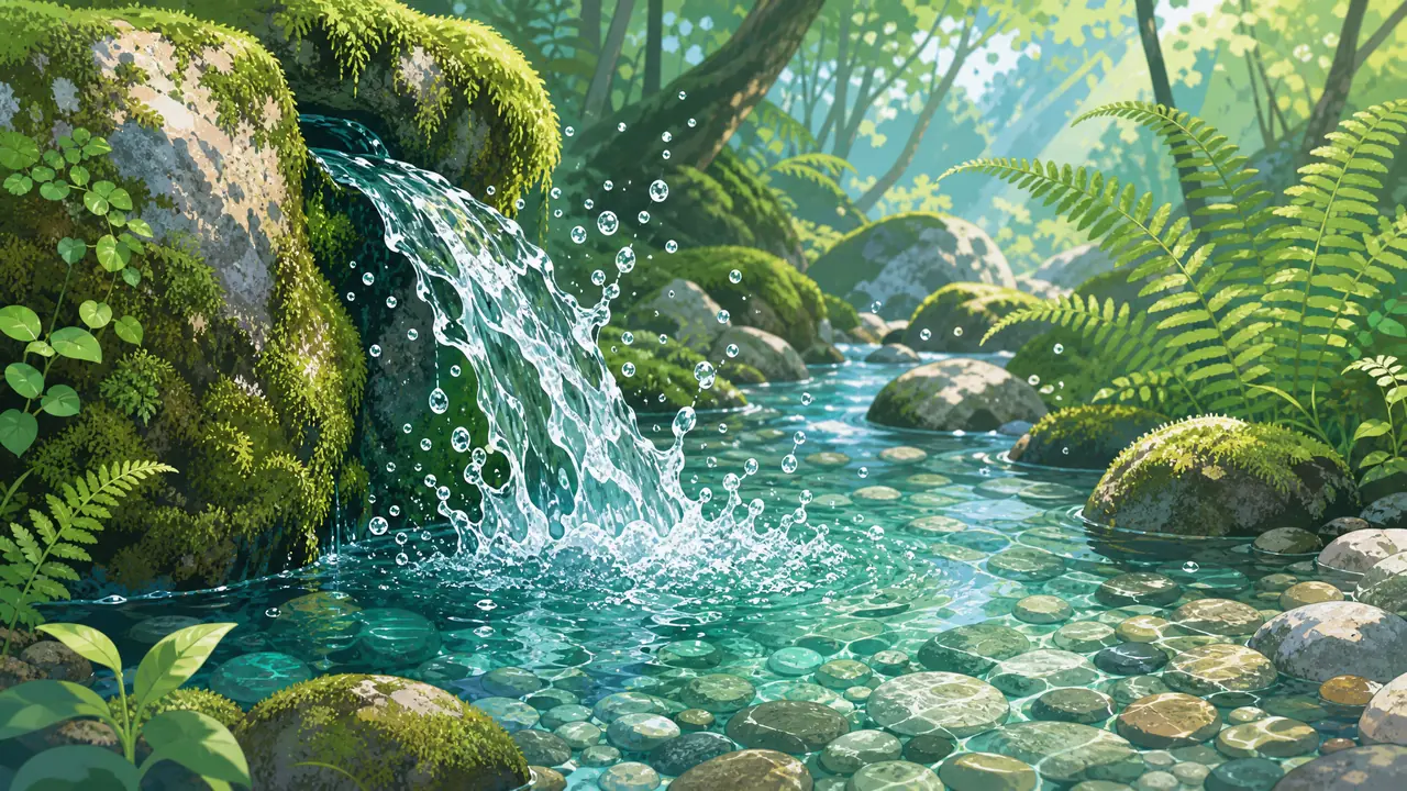 ai绘画泉水实测：泉眼、水花和透明感的写词法，水的质感不靠运气