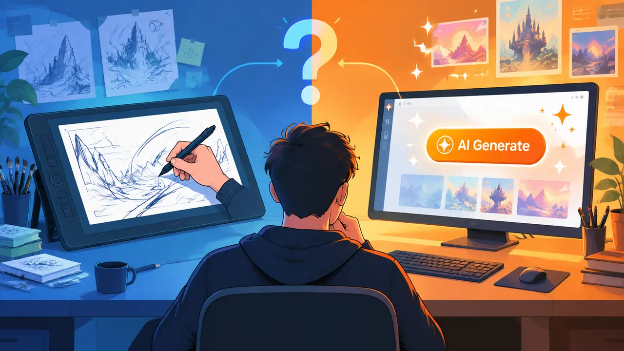 数字AI绘画绘画是一回事吗？板绘十年的人拆给你看