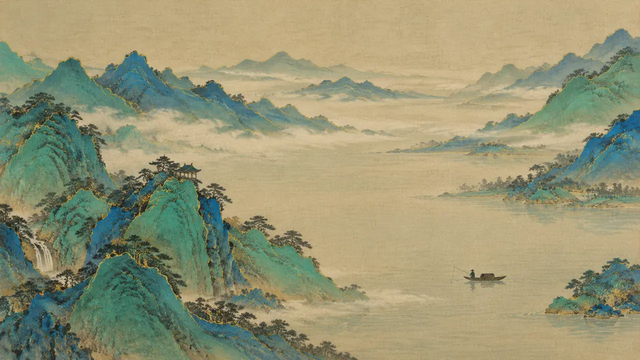 ai绘画江山怎么出青绿味？从千里江山图偷来的写法