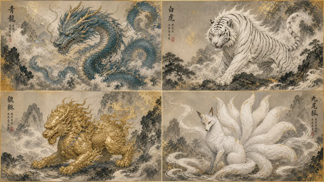 ai神兽绘画实操手册：貔貅画成胖猫、龙角长歪之后，我摸出的鳞片角毛发调法