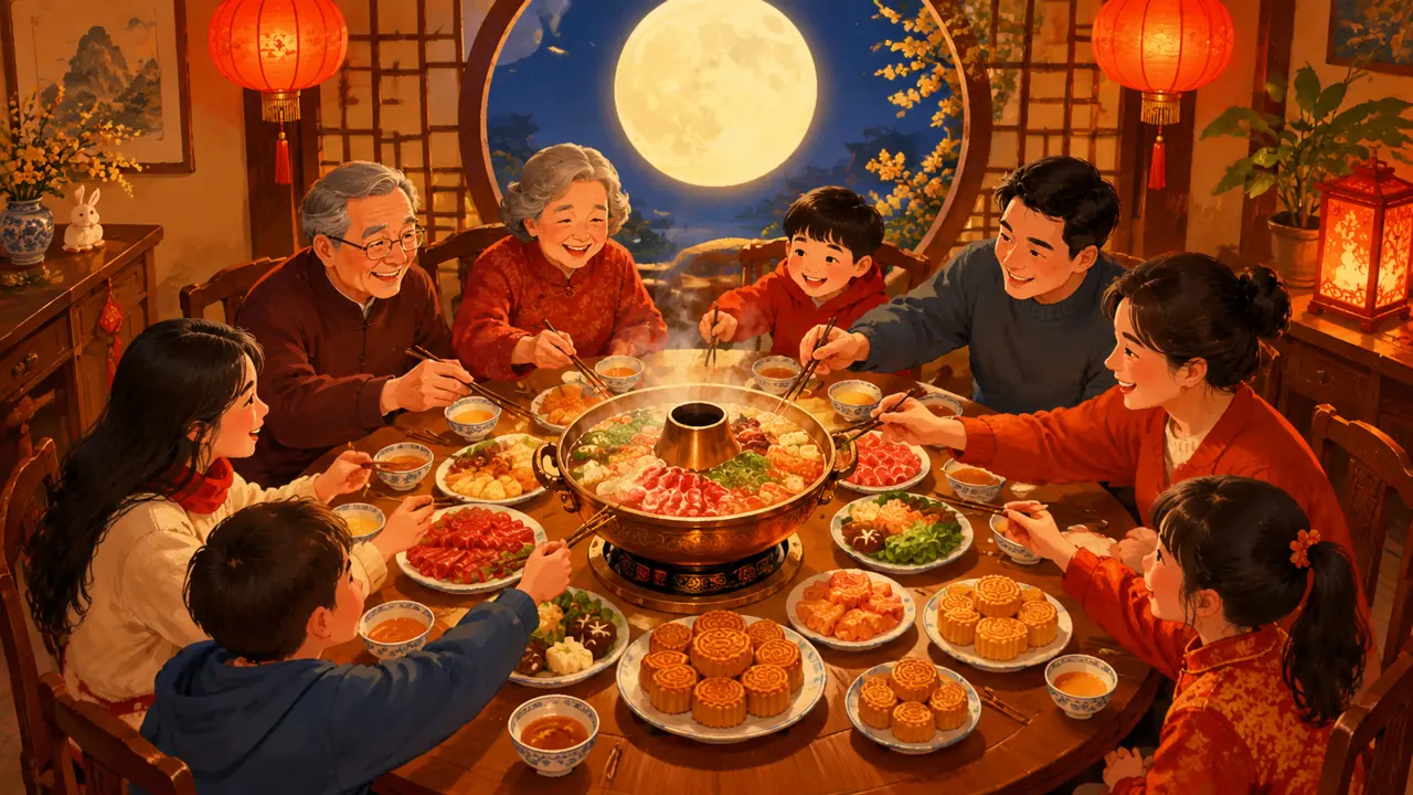 圆满ai绘画怎么画才有团圆味：月圆夜圆桌的三层圆构图与圆心摆法