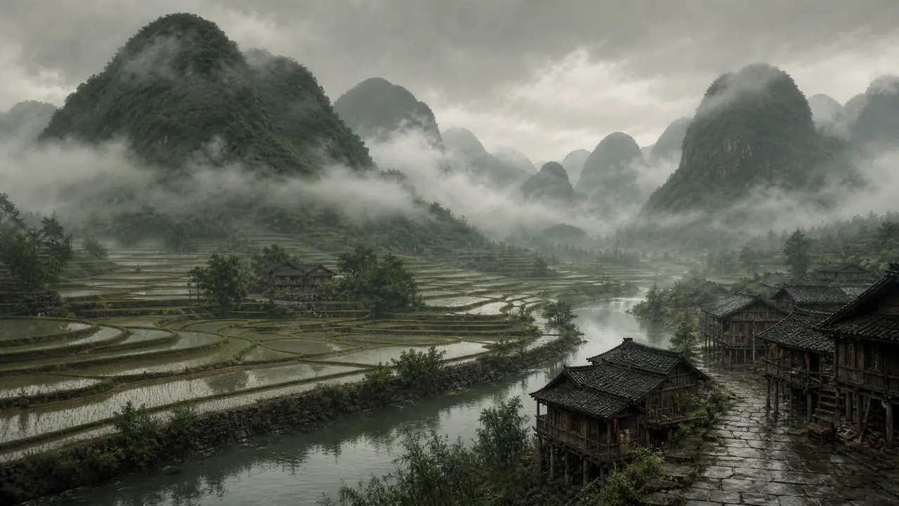 ai绘画瓮安怎么画才不假：黔南湿绿山色的提示词调法