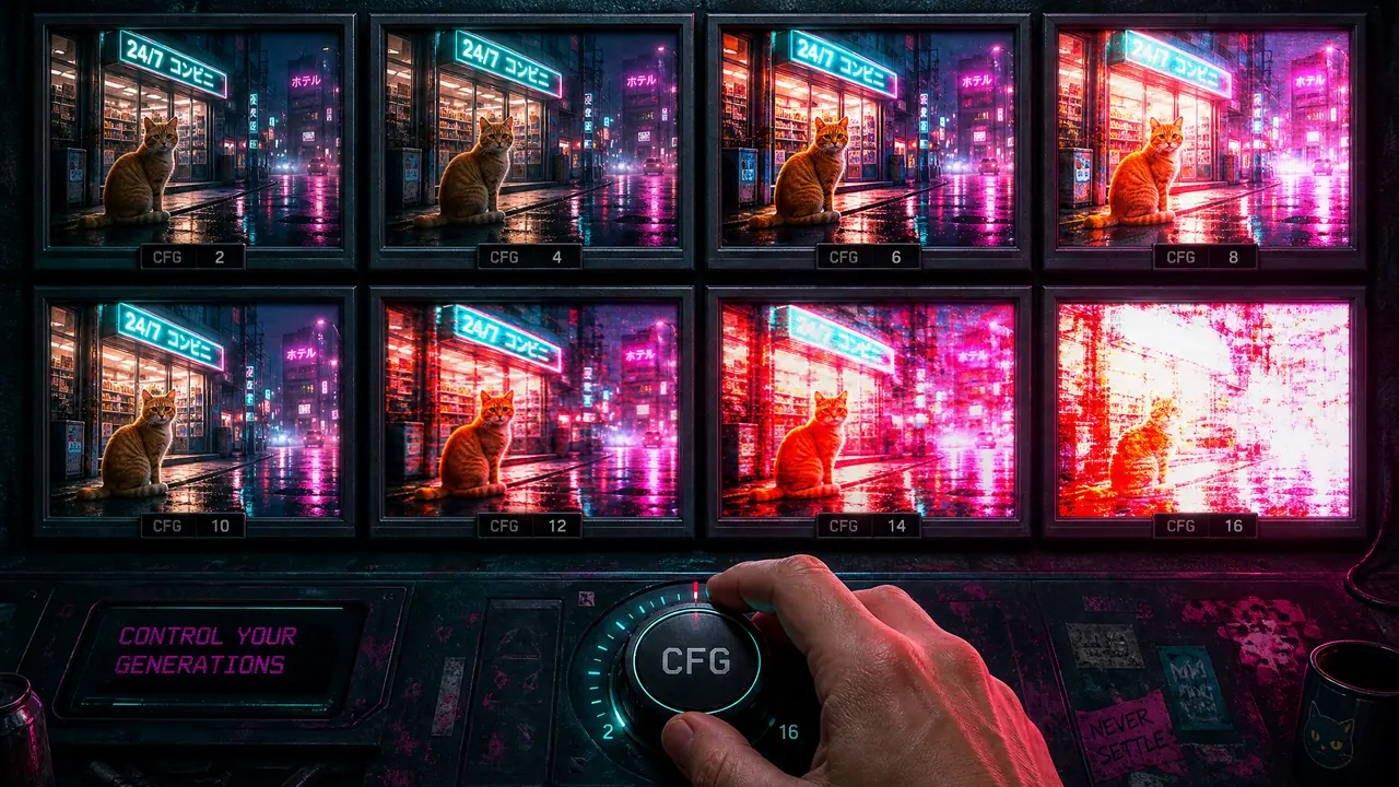 ai绘画cfg调到多少合适？固定种子实测8组对照与推荐区间
