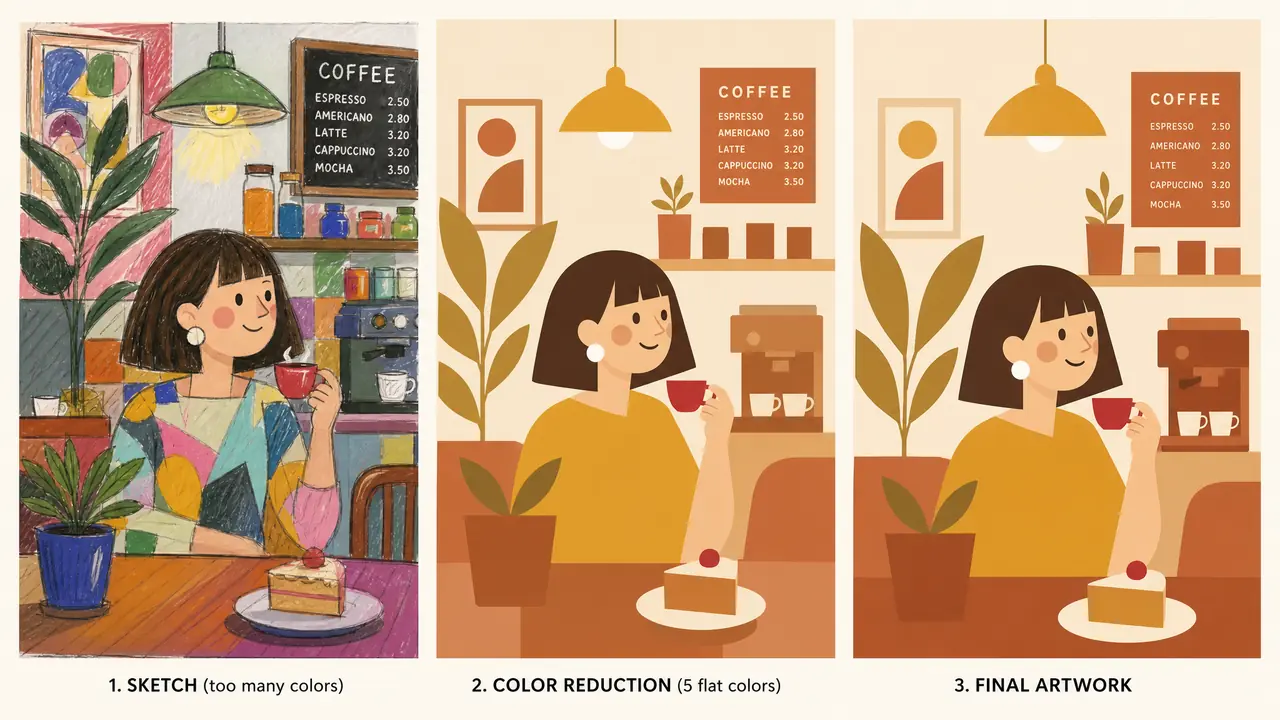 ai扁平绘画怎么出高级感？压色块、选描边、简人物的三步实操