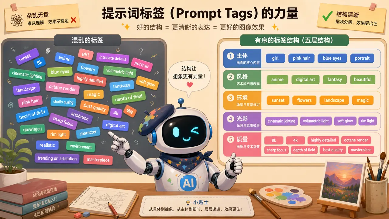 ai 绘画标签怎么排布才有效：顺序、权重与负面标签的实操排法